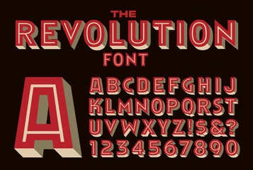 A Bold Inline Vector Font Reminiscent of Type Used on Revolutionary or Political Graphic Poster Art - obrazy, fototapety, plakaty