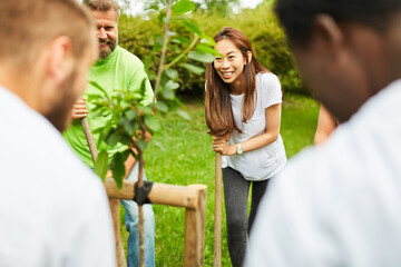 Conservationist planting a tree