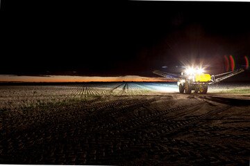 Night spraying on a farm in Australia.