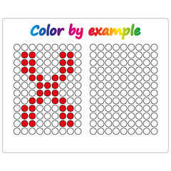Color by example. Learning alphabet, letters. worksheet for preschool children, kids. ABC Coloring Book for children. Puzzle for children.