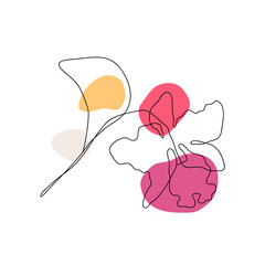 Orchid floral line arts frame cover collection. Minimalistic modern line art  Flower with abstract shape background for print, beauty and fashion. vector illustration. 