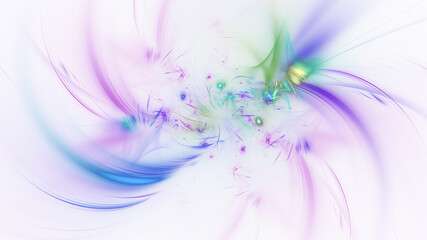 Abstract colorful blue and violet glowing rays. Fantasy light background. Digital fractal art. 3d rendering.