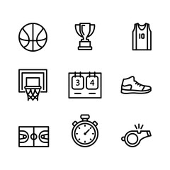 basketball icon set line art design editable stroke