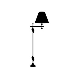 Black cartoon floor lamp light icon silhouette