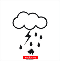 cloud with rain weather  icon.Flat design style vector illustration for graphic and web design.	
