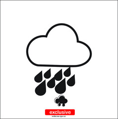 cloud with rain weather  icon.Flat design style vector illustration for graphic and web design.	
