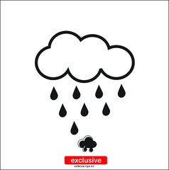 cloud with rain weather  icon.Flat design style vector illustration for graphic and web design.	
