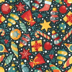 Naklejka premium Christmas seamless pattern