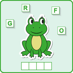 worksheet for preschool kids/ Words puzzle educational game for children. Place the letters in right order.