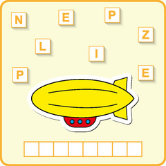 worksheet for preschool kids/ Words puzzle educational game for children. Place the letters in right order. © rubasarab