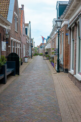 Woudsend a picturesque village in the province of Friesland in the Netherlands with narrow streets...