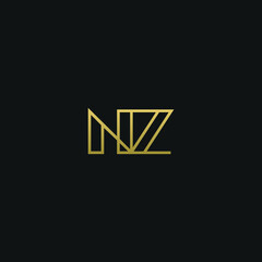 Creative modern elegant trendy unique artistic NZ ZN N Z initial based letter icon logo