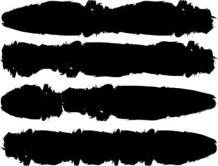 Grunge Paint stripe . Vector brush Stroke . Distressed banner . Black isolated paintbrush collection . Modern Textured shape . Dry border in Black . 