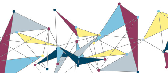 Line points connections, triangular technology design. Abstract geometric background