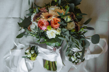 Bridal bouquet. The bride's bouquet. Bouquet. Floristics. Wedding floristics