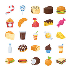 Food and Drinks Flat Icons 
