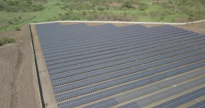 Aerial view of solar panels 