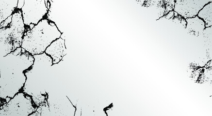 Cracked areas on white surface. Earthquake background.