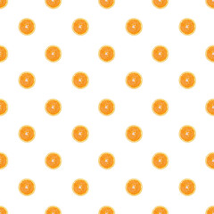 Seamless infinity pattern of isolated slices of orange. Wallpaper for background, design and...