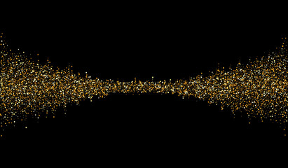 Yellow Confetti Shiny Black Background. Christmas 