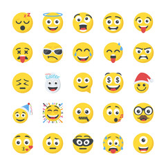 Fototapeta premium Smiley Flat Icons Set