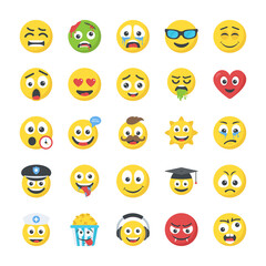 Flat Icons of Smileys