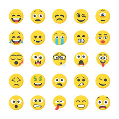 Flat Icons of Smileys