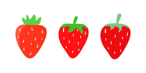 Strawberry icon set on white background.