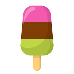 Ice cream vector isolated. Sweet cold dessert, delicious taste. Colorful frozen snack, green, pink and brown sundae.