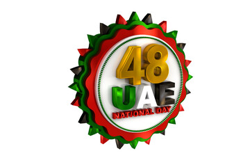 United Arab Emirates national day with UAE, spirit of the union, UAE National day of UAE and Flag day, Anniversary Celebration Card 2 December, UAE 48 Independence Day, 3D illustration rendering