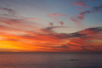 Fototapeta premium Beautiful sunset over the ocean in South Africa, Cape Town.