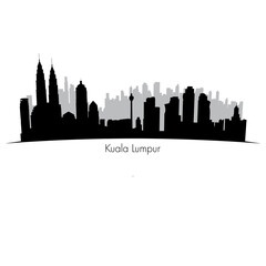 Kuala Lumpur vector skyline. Black silhouette