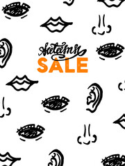 Autumn sale typography flyer template with lettering. Poster, card, label, banner design. Vector illustration EPS10