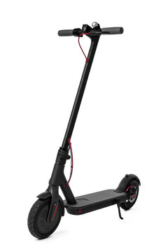 New black electric scooter isolated on white