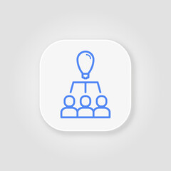 Fototapeta premium Team work. General idea blue line icon on gray background