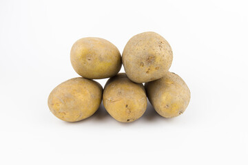 Raw potato isolated on white background.