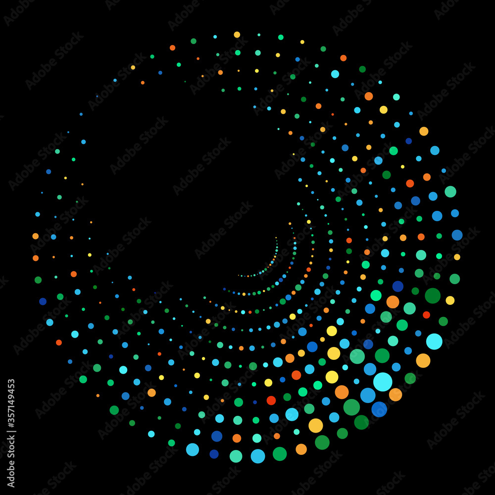 Poster colored abstract background with dots. halftone circle form with dots as logo or icon or template fo