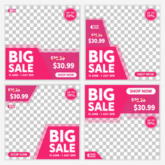 Modern and Unique Social Media Banner Template for Promotion and Digital Marketing. Promotional Square Web Banner for Social Media. Elegant and Simple Discount Promo Ads