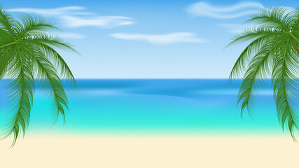Fototapeta na wymiar Seaside view with palm