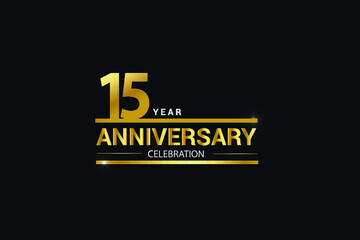  15 year anniversary celebration logotype. anniversary logo with golden and Spark light white color isolated on black background, vector design for celebration, invitation card greeting card-Vector