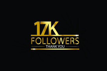 17K,17.000 Followers celebration logotype. anniversary logo with golden and Spark light white color isolated on black background, vector design for celebration, Instagram, Twitter - Vector