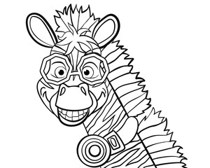Cartoon zebra with glasses and headphones