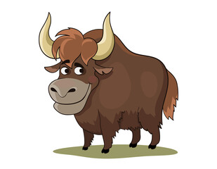 Cartoon yak. Cute cartoon animal. Vector illustration