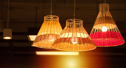 lamp light hanging in a shop.beautiful furniture of bulb for decoration.