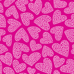 White hearts on a red background.