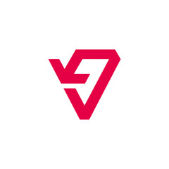 letter v triangle geometric round arrow logo vector