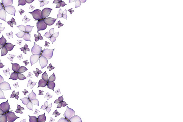 purple butterflies background, illustration with hand drawn butterflies for cards, invitation, festive butterfly  frame design