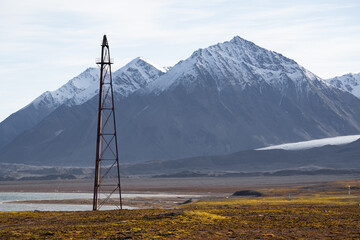 Mast which was used in 1926 to fly over the North Pole in a village called "Ny-Ålesund" located at 79 degree North on Spitsbergen.