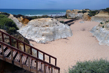 Praia Da Gale Beach spectacular rock formations on the Algarve coast Portugal