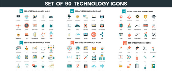 Fototapeta na wymiar Technology icons set for business